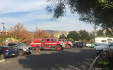 Numerous fire trucks were parked at the Meritage Resort and Spa in Napa, which was taking in evacuees and rescue workers for reduced and comped rates.