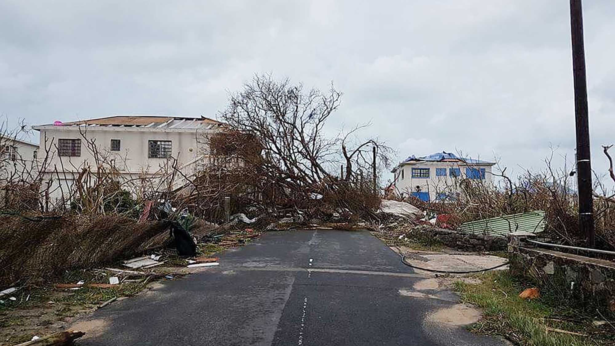 Hurricane Irma left her calling card on a street in Grand Case in St. Martin.