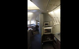Below the cockpit on the main deck, seating extends all the way to the nose of the plane.