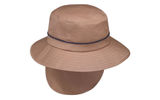 This outdoorsy men's hat from the dependable Wallaroo company adds an 8.5-inch-long back flap to protect a wearer's neck from the sun (it's UPF 50 plus, which means the fabric will block at least 97.5 percent of the sun's ultraviolet rays). A Velcro pocket in the brim stows the flap when it is not needed. The Shelton hat, which has an internal drawstring that adjusts the sizing, also features an adjustable chin strap to keep it secure in windy conditions.