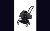 Offering one-hand folding, unfolding and driving, the Babyzen Yoyo+ Stroller allows you to roll it aboard a plane with its four-wheel suspension and then stow it as hand luggage. It folds into a 20.5 by 17 by 7-inch package, a size recognized as cabin luggage by most airlines. This all-in-one stroller has its own car seat, a flat carry-cot for infants, a five-point harness, a two-position sun canopy (150-plus UPF) and a headrest. The backrest can be inclined to 145 degrees; a rain cover is included, as is a transport bag.