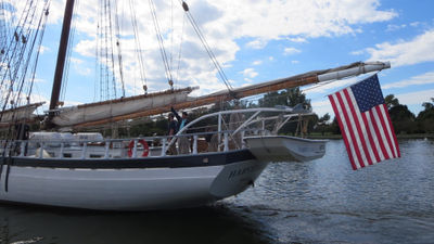 The Harvey Gamage schooner, operated by Ocean Passages, is on a four-month study voyage to Cuba with students and crew.