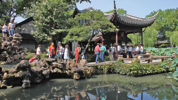Suzhou’s gardens, most dating to the Ming and Qing dynasties, incorporate natural and man-made elements to create deliberate scenes akin to works of art. Suzhou’s gardens, most dating to the Ming and Qing dynasties, incorporate natural and man-made elements to create deliberate scenes akin to works of art.