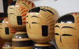 Kokeshi dolls at a shop in the Akiyu craft center.