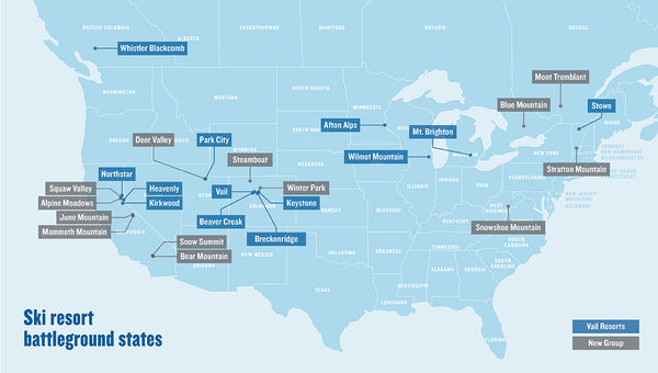 Vail Resorts Locations Map Melding Snow: The Consolidation Of The Ski Resort Industry: Travel Weekly