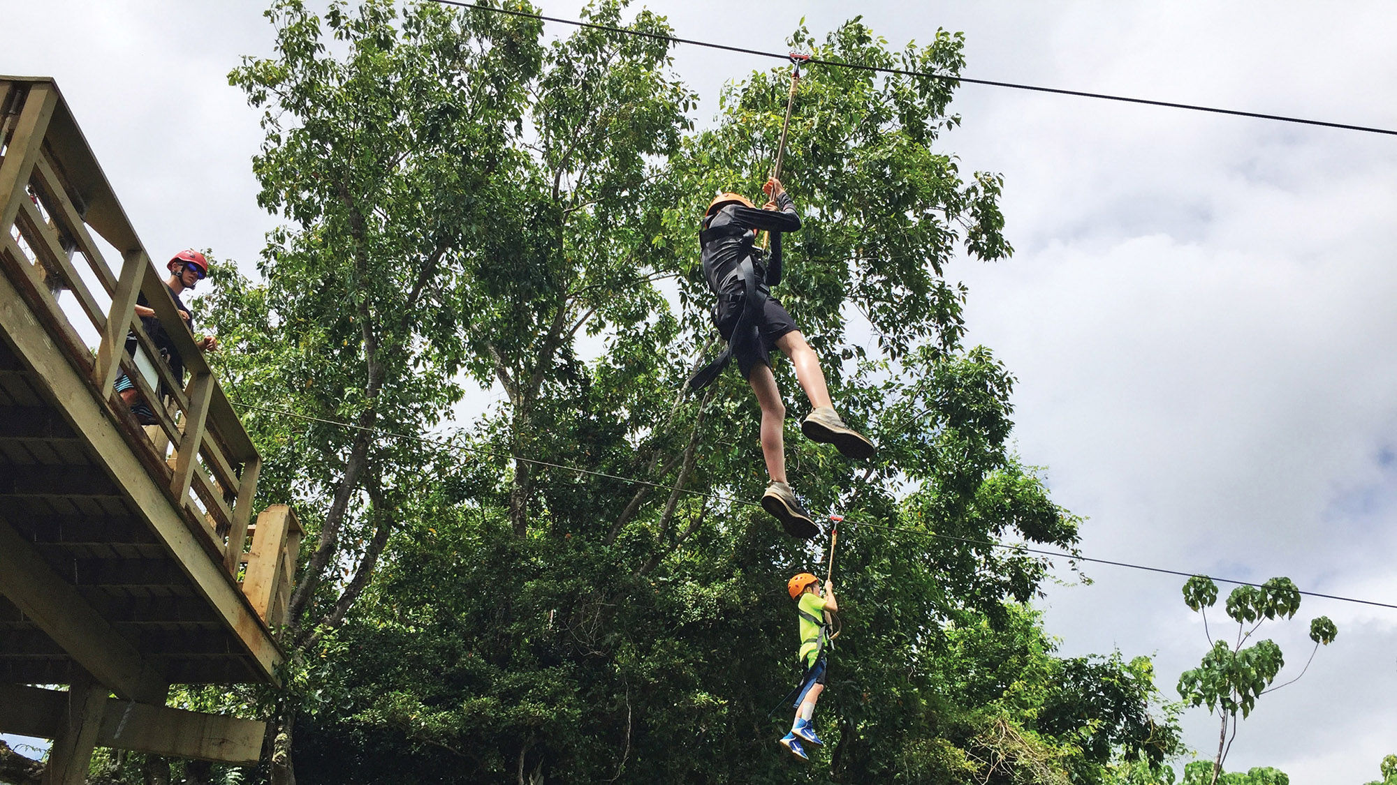 The regular ziplining was followed by the more hair-raising “flyline” that takes users horizontally over the lush, rugged terrain of Kauai.