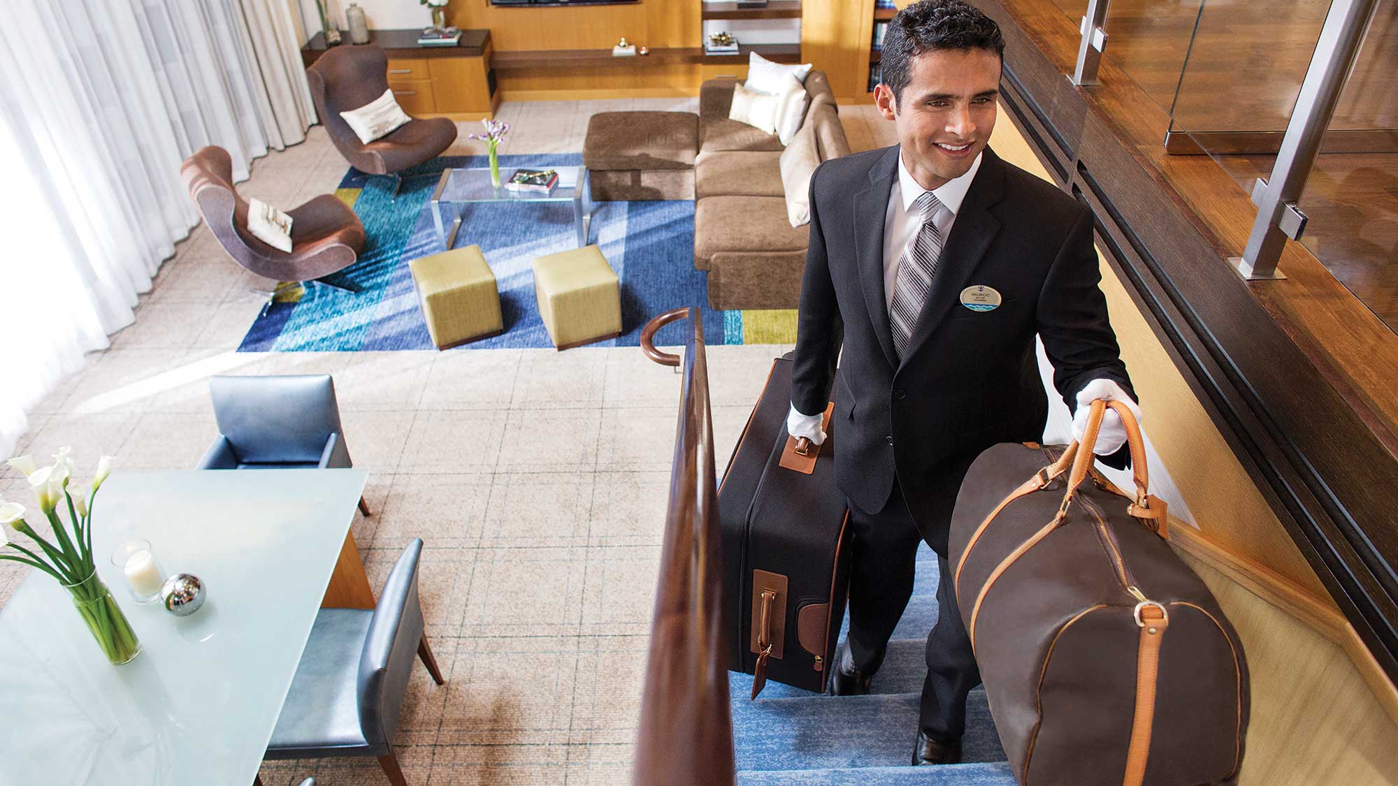 Several cruise lines employ butlers in their exclusive accommodations. Onboard Royal Caribbean International's ships, they are called Royal Genies.