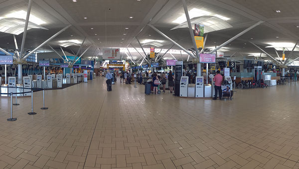 SITA’s Smart Path check-in area at Brisbane Airport. After check-in, Air New Zealand passengers can go all the way to the aircraft without needing to again show identification or a boarding pass.