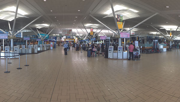 SITA’s Smart Path check-in area at Brisbane Airport. After check-in, Air New Zealand passengers can go all the way to the aircraft without needing to again show identification or a boarding pass.