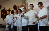Ribbon cutting ceremony for the summit. From left: Rodrigo Esponda, managing director of the Los Cabos Tourism Board; Jesus Ordonez, managing director of the Baja California Sur Tourism Board; Jorge Gamboa, director of the Mexico Tourism Board, Los Angeles; Luis Genaro Ruiz Hernandez, tourism secretary of Baja California Sur; Eduardo Flores, director of Asudestico, a time share development association; and Enrique Turcott, operations director of real estate developer Grupo Questro.