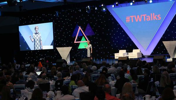 Jackie Friedman, president of Nexion, delivers the first of three TW Talks for the day at CruiseWorld.