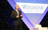 Steve Kona Simao, Windstar Cruises' vice president of sales, talks about ''taking travelers in a different direction'' during Friday's breakfast presentation.