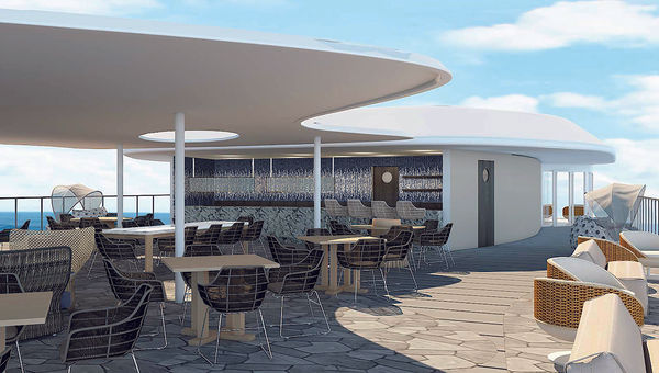 A rendering of the Darwin Deck Bar on the Celebrity Flora. A rendering of the Darwin Deck Bar on the Celebrity Flora.