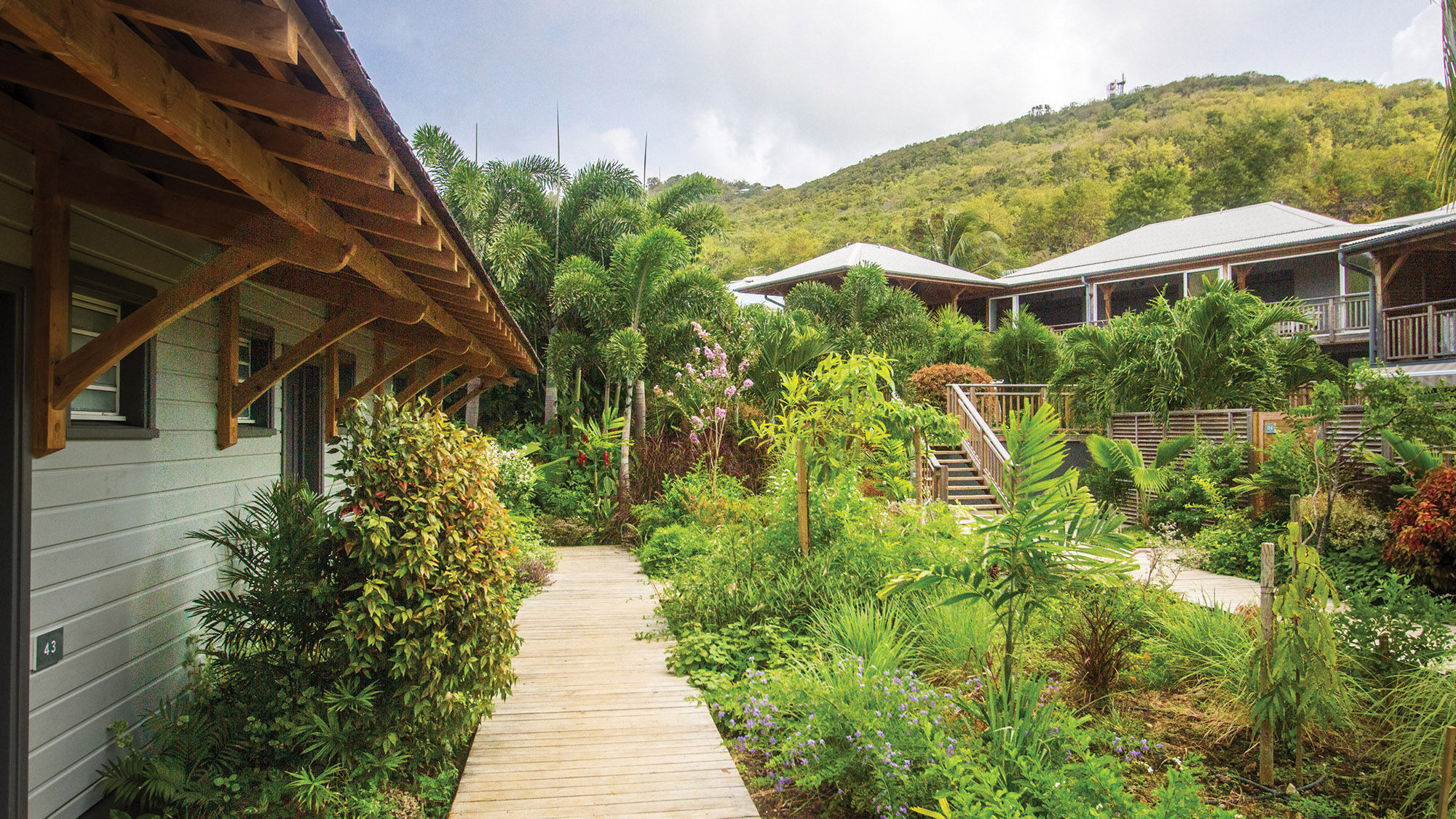 With its rocking chairs, rainforest showers and riot of plant life, French Coco is designed to encourage guests to slow down and commune with nature.