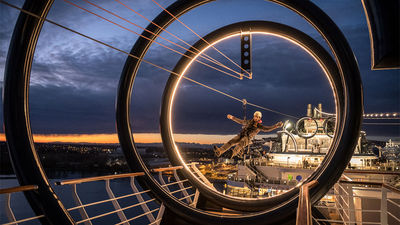 The MSC Seaside has the longest zipline at sea at 115 yards.