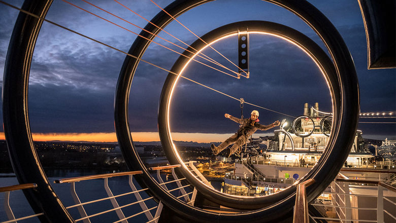 The MSC Seaside has the longest zipline at sea at 115 yards.