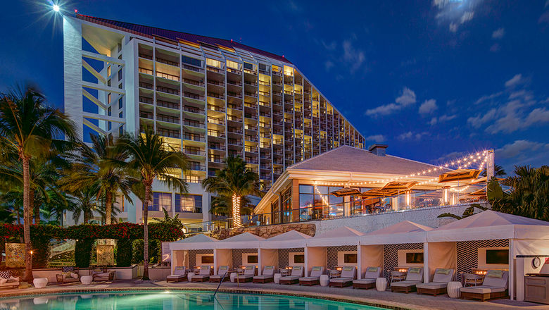 The Naples Grande Beach Resort, as seen from the Palm Terrace pool.