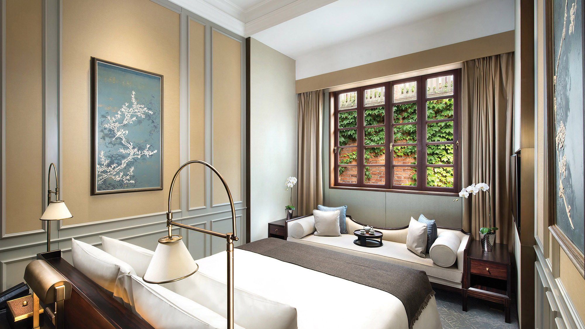 A Shikumen Villa king bedroom at the Capella Shanghai.