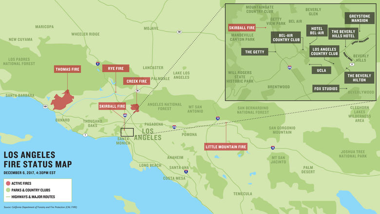 Los Angeles fire closes hotel and museums