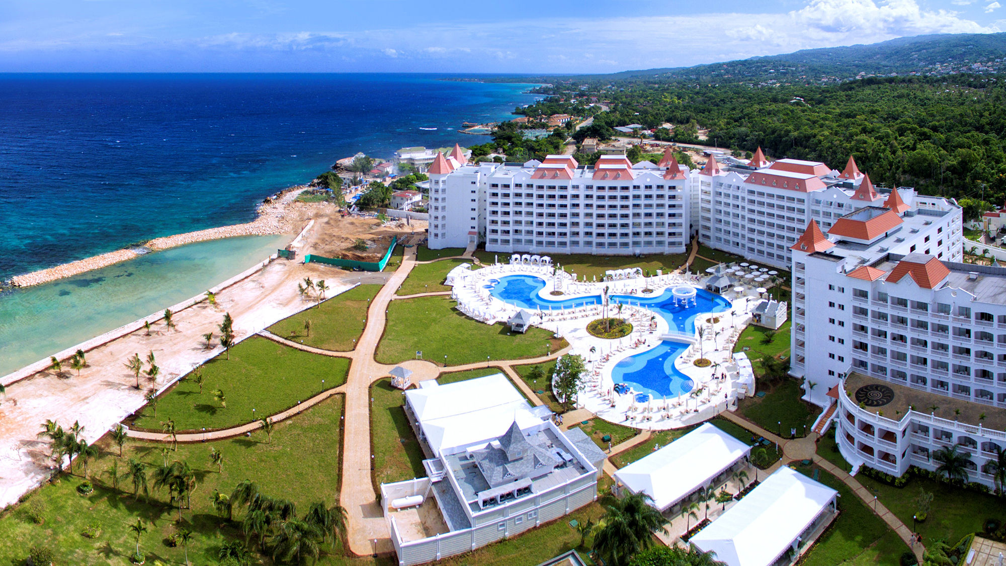 Aerial view of Luxury Bahia Principe Runaway Bay on Jamaica's north coast.