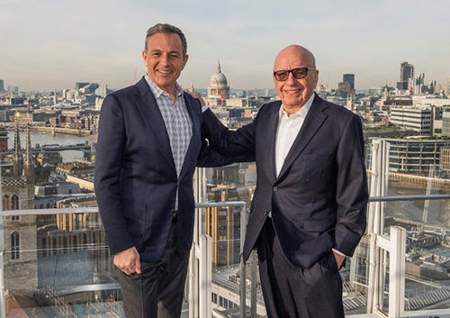 Bob Iger, chairman and CEO of The Walt Disney Company (left), standing with Rupert Murdoch, executive chairman of 21st Century Fox. Bob Iger, chairman and CEO of The Walt Disney Company (left), standing with Rupert Murdoch, executive chairman of 21st Century Fox.
