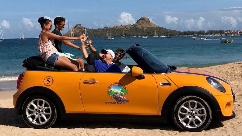 A new self-drive tour in St. Lucia features transportation via convertible Mini Cooper.