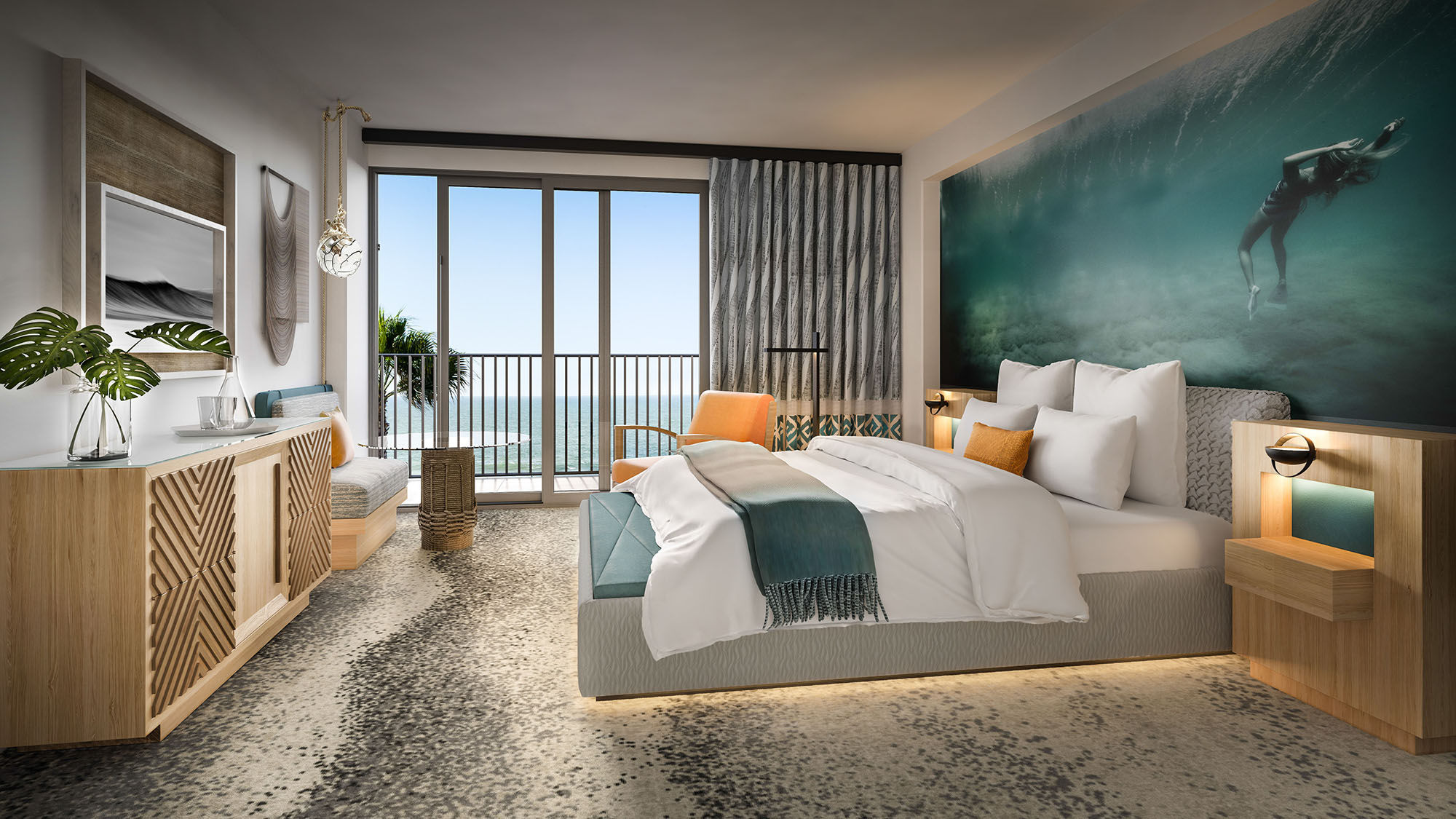 A rendering of the planned redesign of the rooms at the Waikiki Beachcomber.
