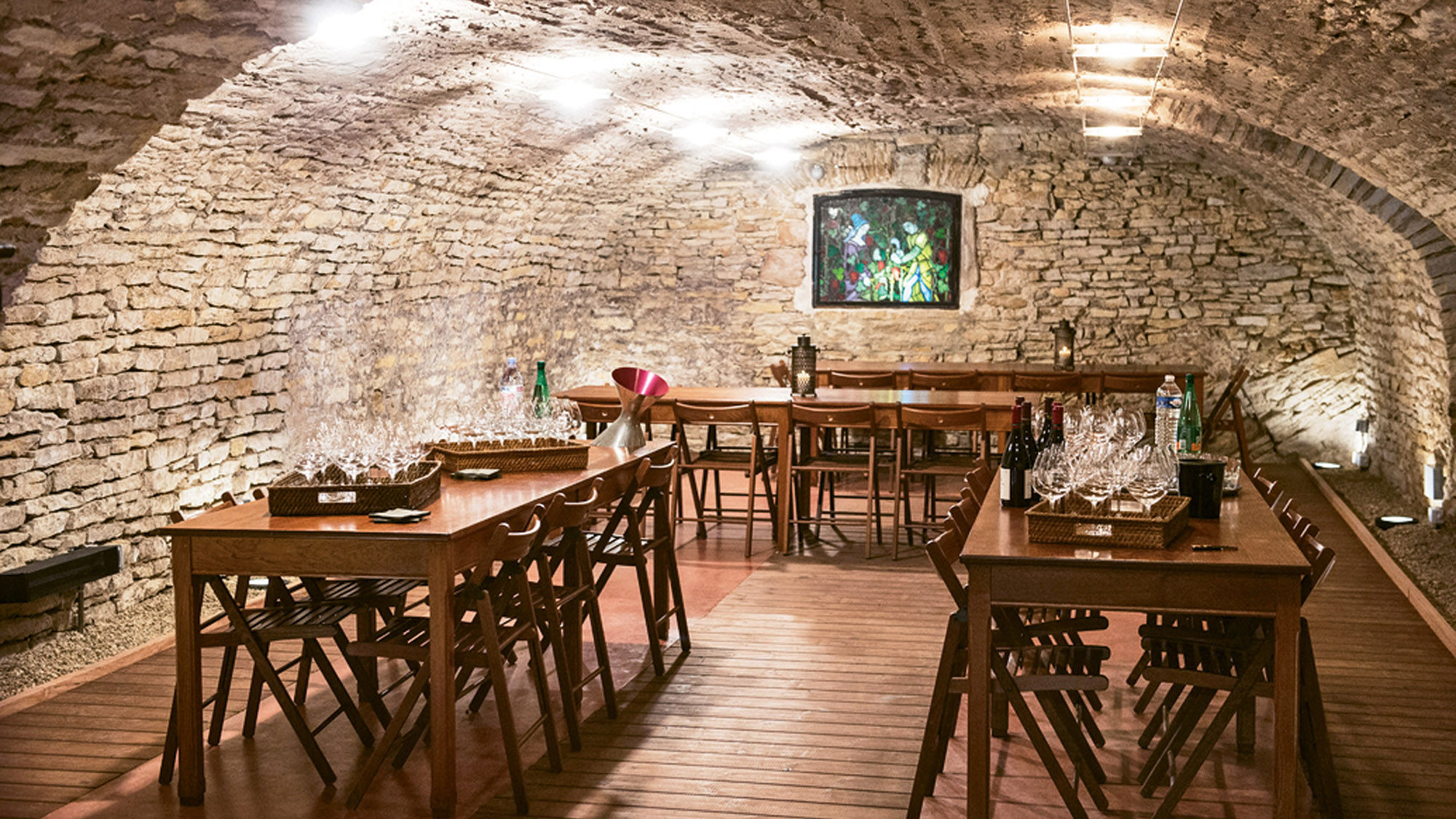 An arched cellar at the Chateau de la Cree, a vineyard housed in a 15th-century chateau in the Cote de Beaune.