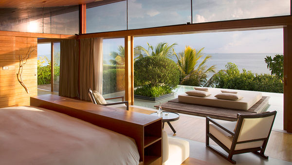 The master bedroom at Coco Prive Private Island.