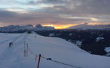 Late skiers as the sun sets over the top of the Kronplatz ski resort near the town of Brunico. The mountain has 32 lifts and 74 miles of slopes.