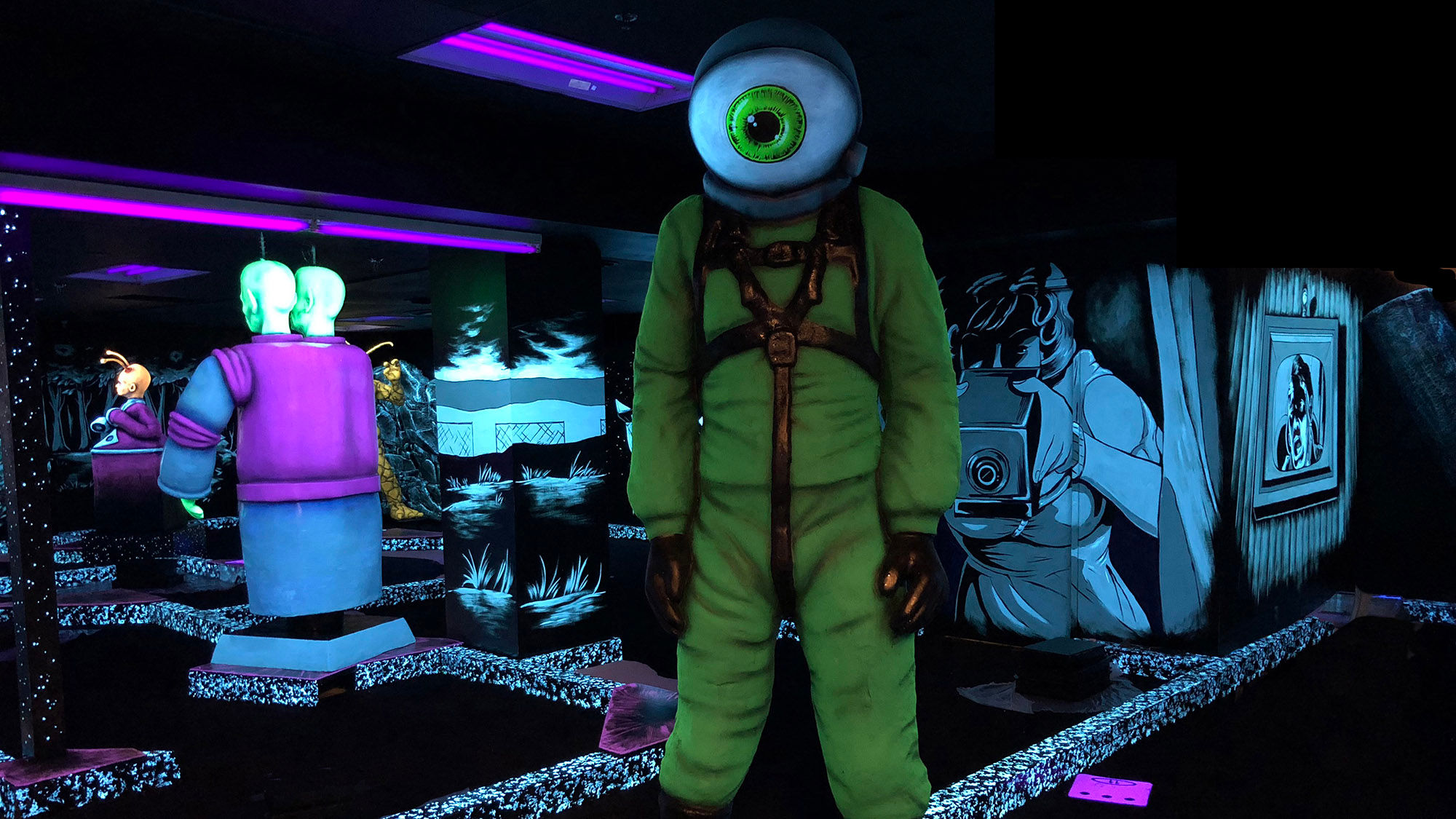 The 10,000-square-foot attraction includes mini golf, an arcade, bowling, event space and, of course, a wedding chapel.