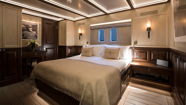 The master suite on the Satori, which has five bedrooms and accomodates up to 10 guests per charter.