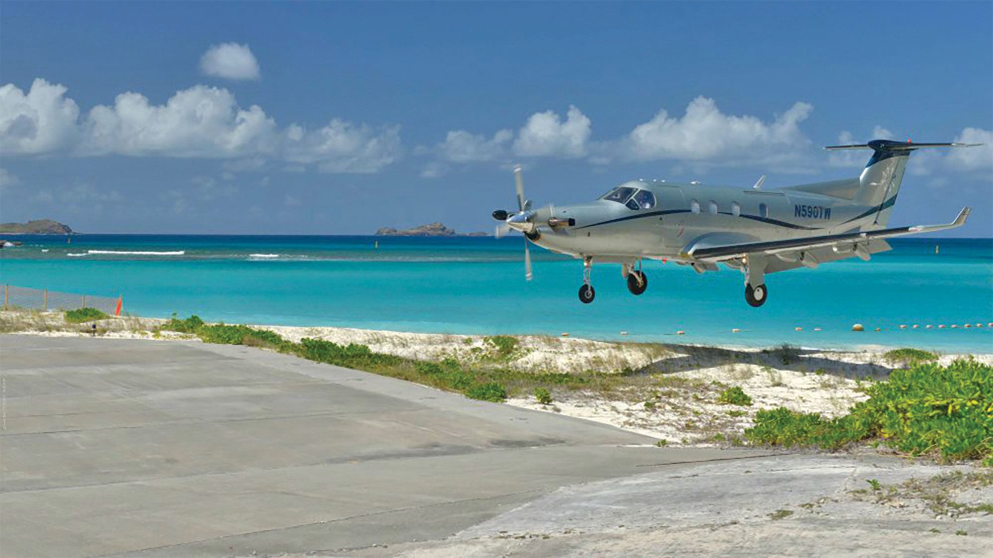 A Tradewind Aviation aircraft landing in St. Barts.