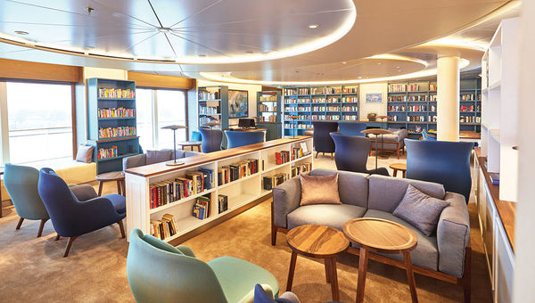 The ship’s library has been relocated to the Belvedere room, opening space for a future cruise sales center. The ship’s library has been relocated to the Belvedere room, opening space for a future cruise sales center.