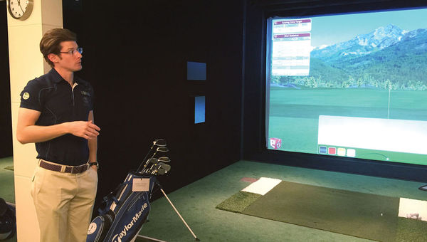 One of two golf simulators on the Europa 2. The ship employs multiple golf pros on some cruises. One of two golf simulators on the Europa 2. The ship employs multiple golf pros on some cruises.