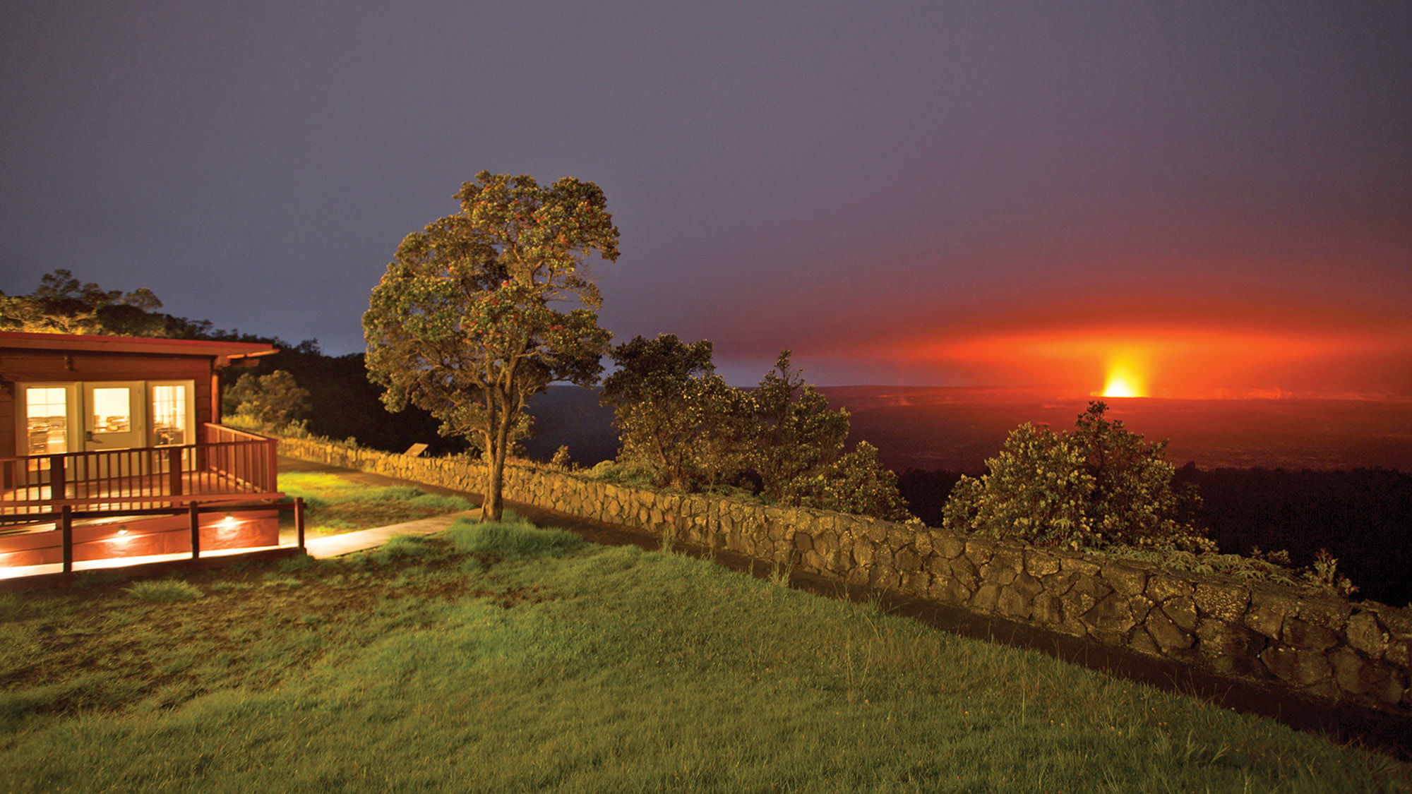 Guests at the Volcano House can expect spectacular views of gases rising from the lava lake at Kilauea.