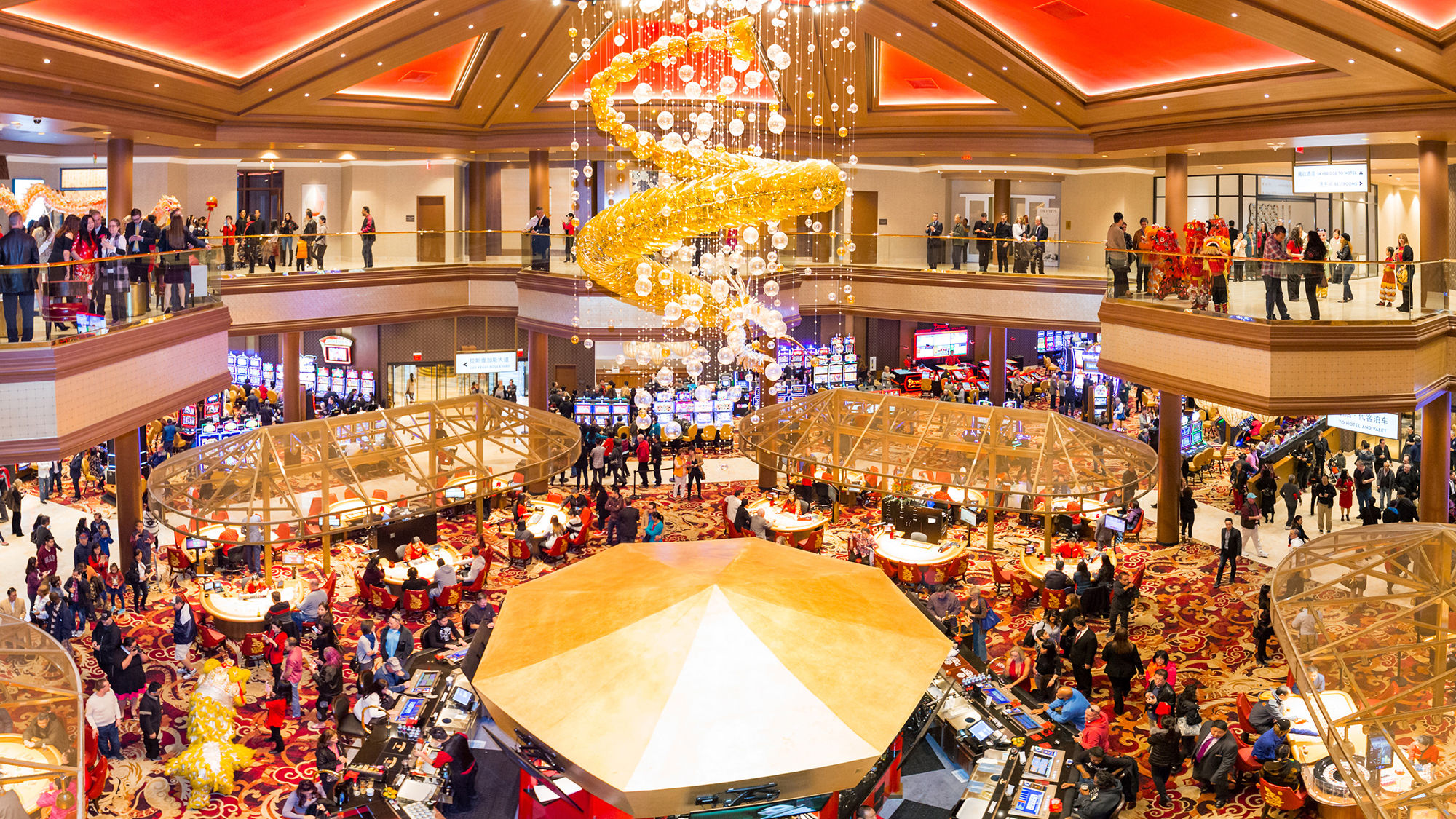 Lucky Dragon's casino floor during the property's grand opening celebration in December 2016.