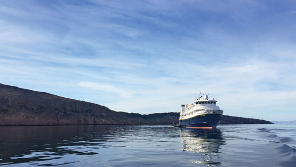 The National Geographic Sea Bird anchored off the coast of Espiritu Santo in the Sea of Cortes.