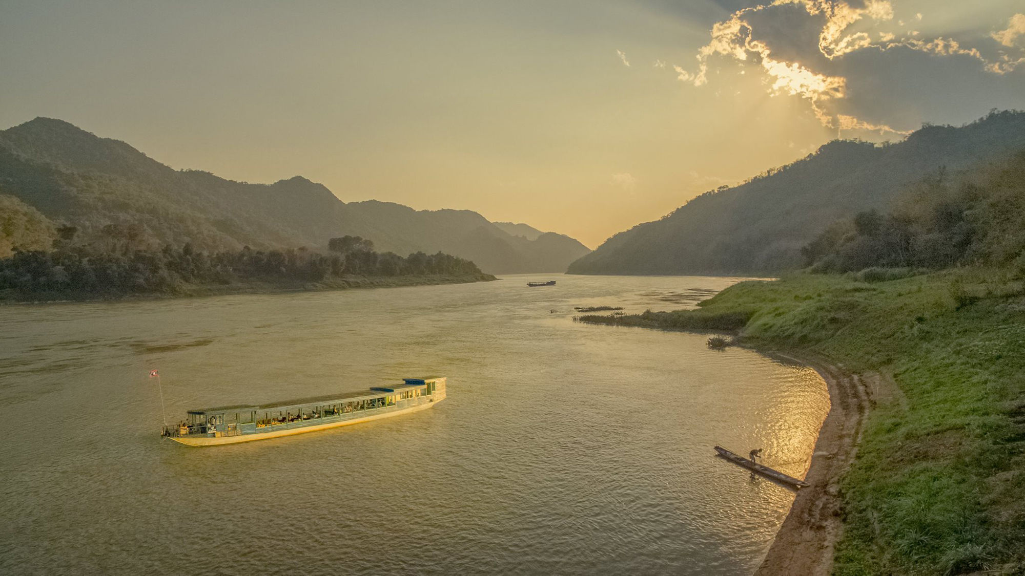 Sailing on the Mekong River.