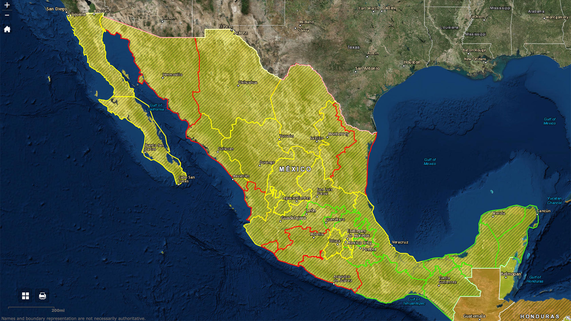 The State Department has created a color-coded map of Mexico that breaks down each state with warnings specific to those areas.