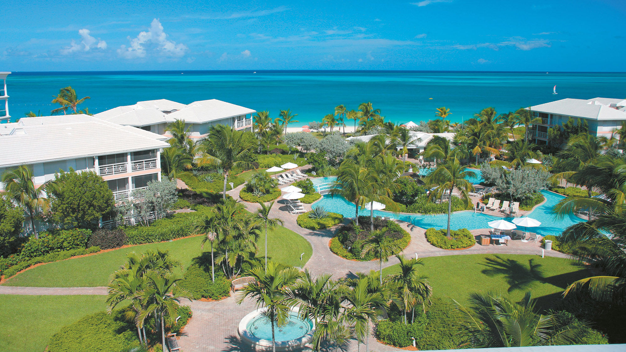 The view of Grace Bay Beach from the Ocean Club West on Providenciales, Turks and Caicos.