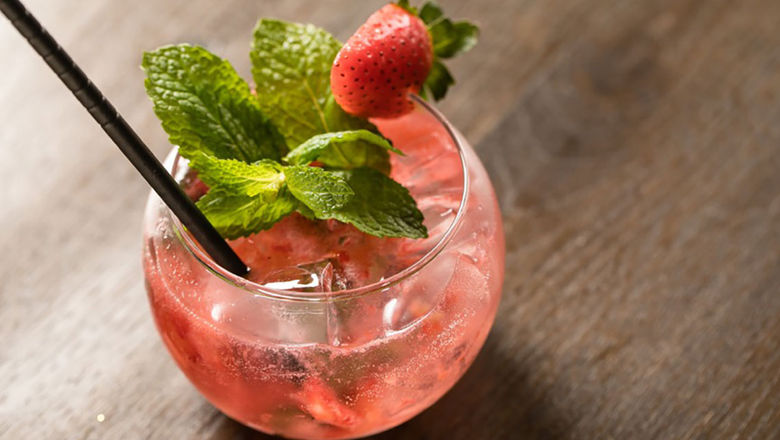 Bucuti & Tara's strawberry 'nohito', one of the 'healthy hour' mocktails on offer.