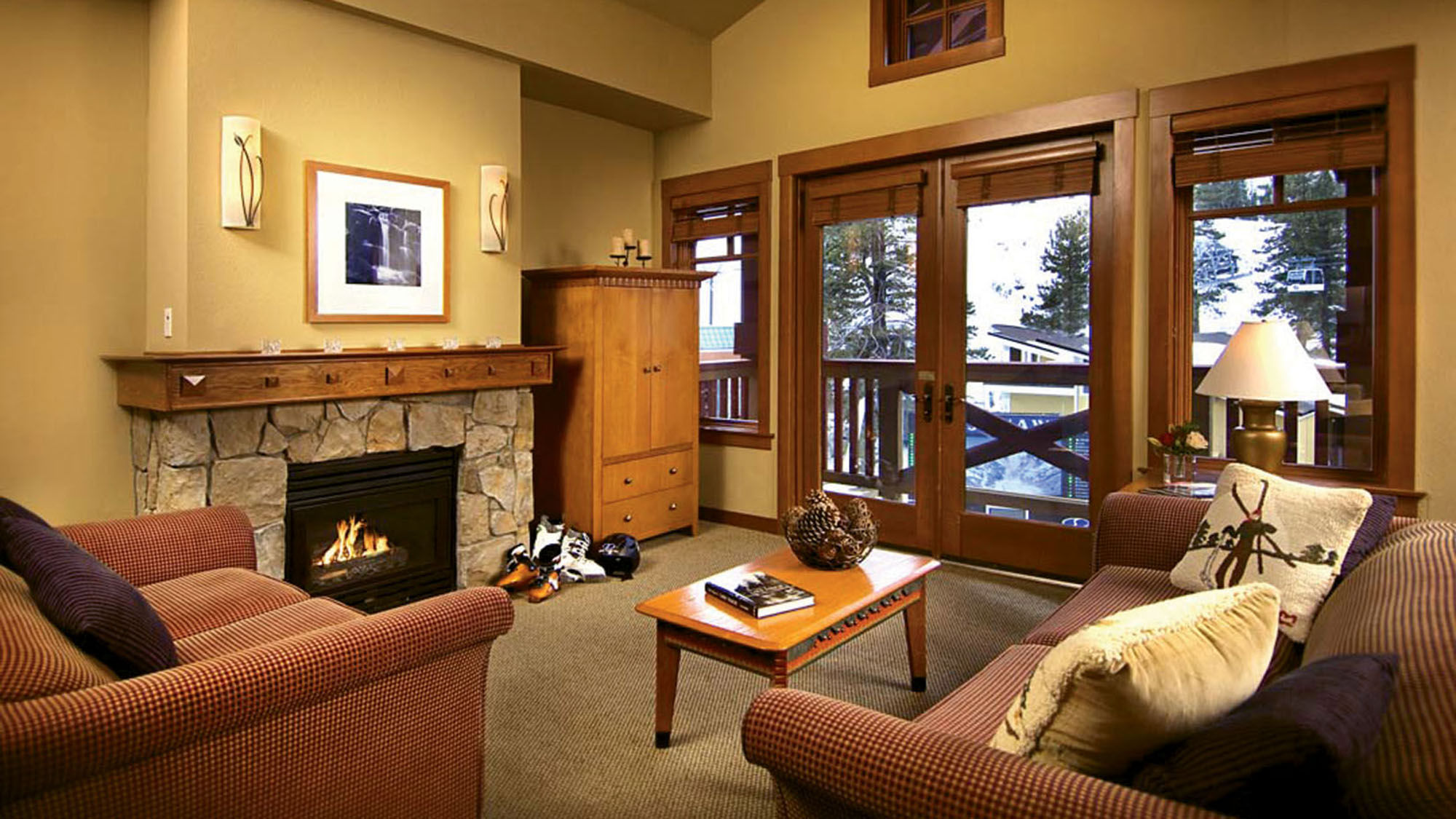 A three-bedroom suite at the Village at Squaw Valley, family-friendly accommodations at the foot of the mountain.