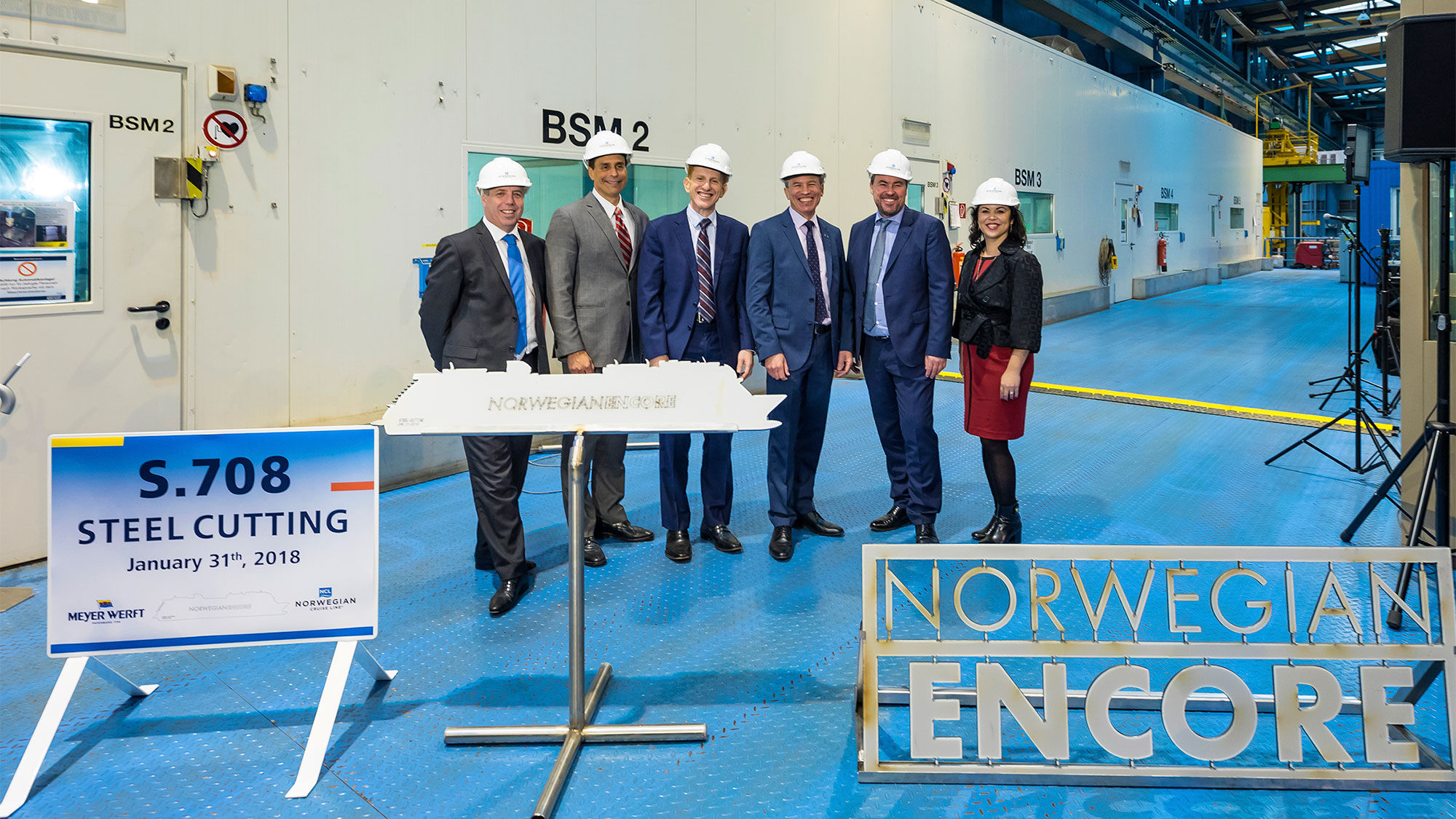 Construction began on the Norwegian Encore on Jan. 31.