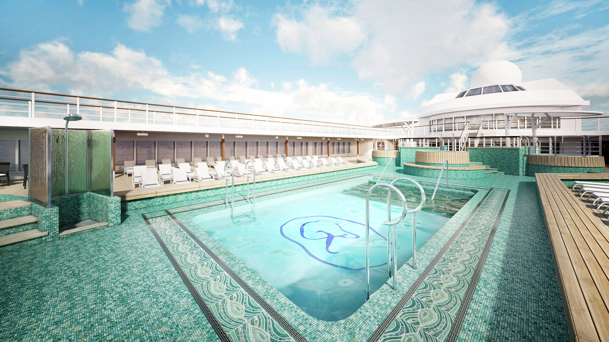 The pool deck on the Regent Seven Seas Mariner will be redesigned and refurbished.