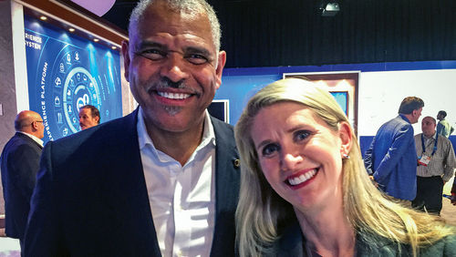 Carnival Corp. CEO Arnold Donald with Princess Cruises president Jan Swartz. Carnival Corp. CEO Arnold Donald with Princess Cruises president Jan Swartz.