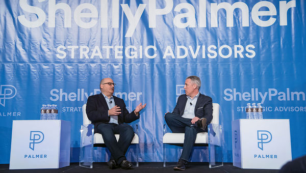 Shelly Palmer, left, conducting an interview with David Sapin, PwC's U.S. advisory leader, during CES. Shelly Palmer, left, conducting an interview with David Sapin, PwC's U.S. advisory leader, during CES.