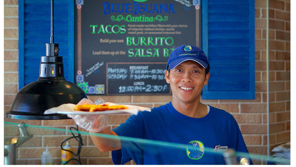 The BlueIguana Cantina is a complimentary restaurant on the pool deck.
