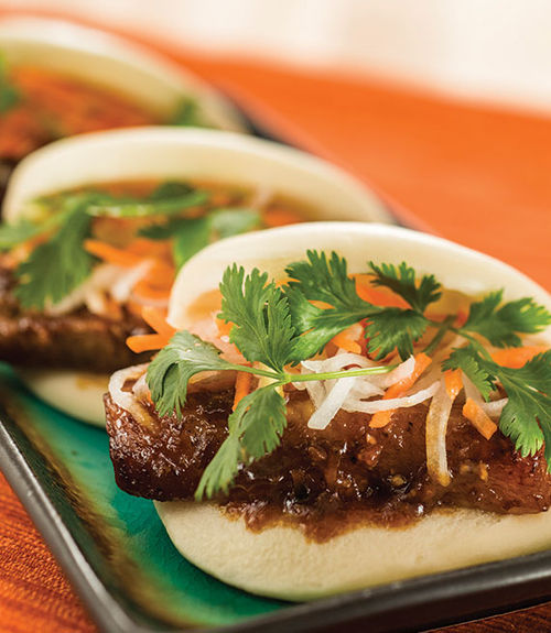 A steamed pork bun served at Disney's California Adventure theme park's Paradise Garden Grill. A steamed pork bun served at Disney's California Adventure theme park's Paradise Garden Grill.