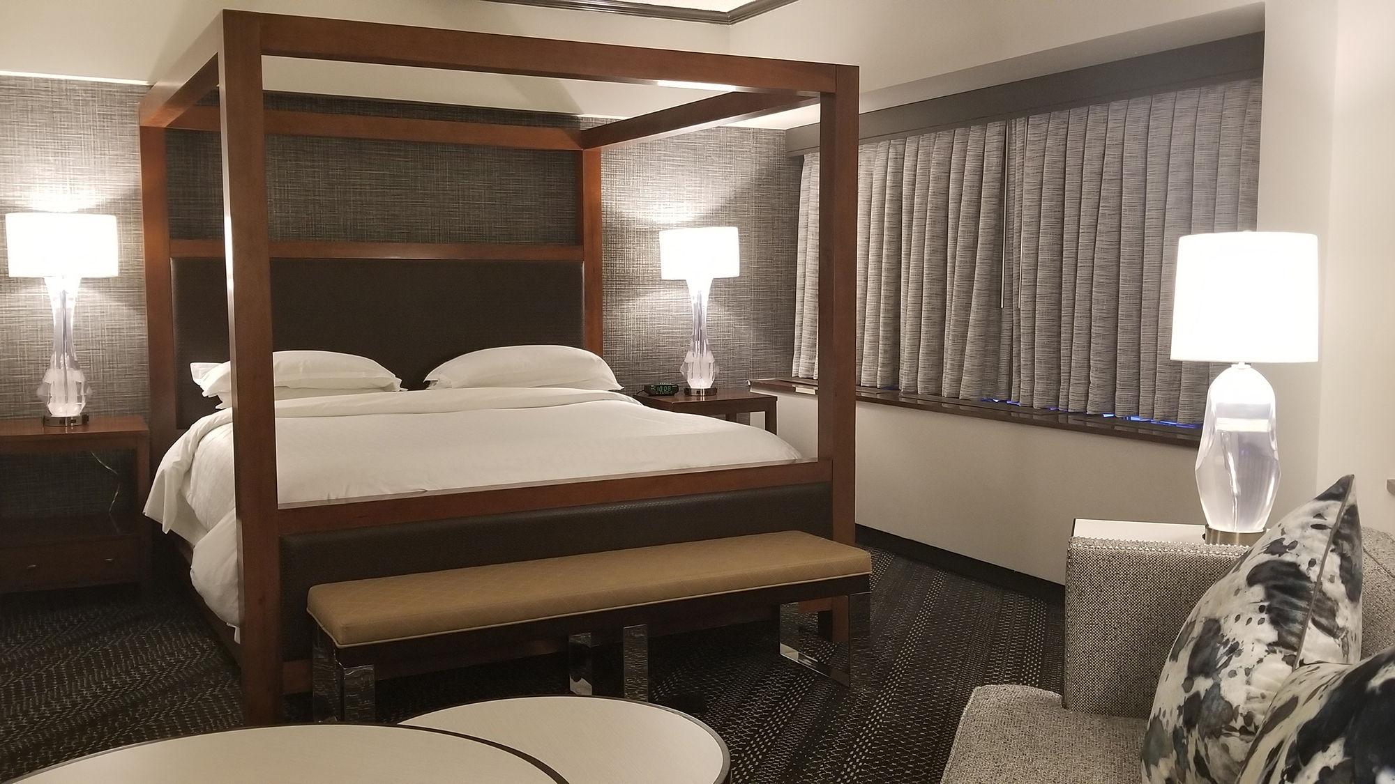 A renovated guestroom at the Sheraton Anchorage Hotel and Spa.